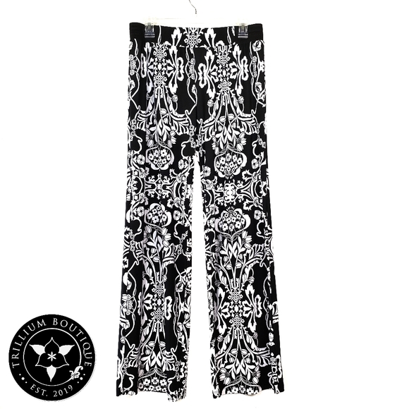 INC Floral Black & White Wide Leg Pants - Medium - Picture 2 of 3